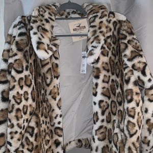 Hollister Cheetah Fuzzy Coat